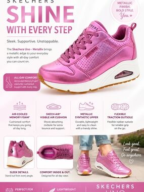 Skechers Women’s Uno Metallic Pink Wedge Sneaker